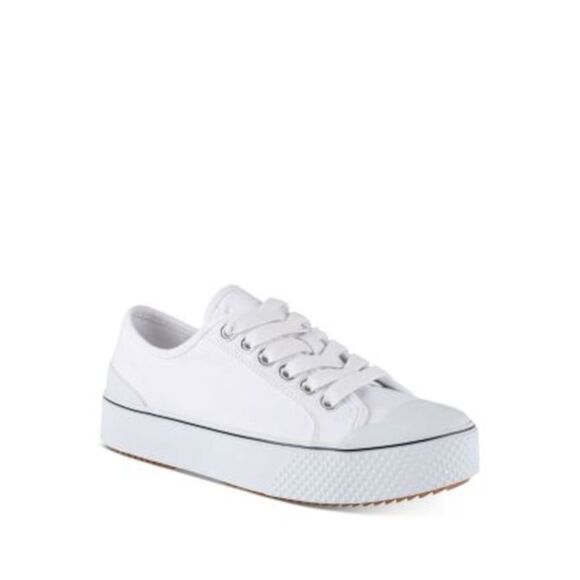 MARC FISHER Shoes - MARC FISHER Womens White Logo Comfort Rammy Round Toe Platform Sneakers 5.5 M